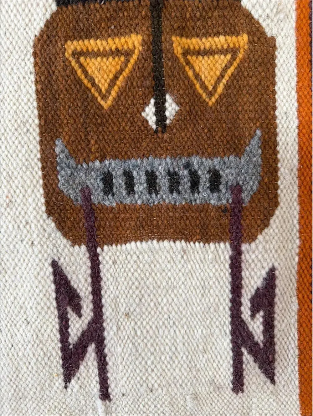 VTG Hand Woven Wool Rug Double Head Snake 46x28” Southwestern Rustic Lodge Ranch